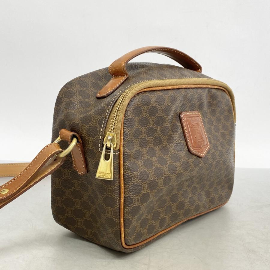 セリーヌ ハンドバッグ　ドーム型　2way マカダム　PVC レザー　ブラウン CELINE（セリーヌ） 【5oe6085】セリーヌ ハンドバッグ マカダム PVC