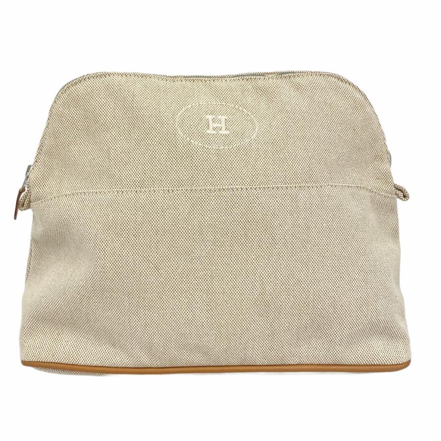 【5pa1177-h】エルメス ポーチ ボリードポーチGM トワルアッシュ ベージュ シルバー金具【中古】レディース HERMES（エルメス） ☆SALE【5pa1177-h】エルメス ポーチ ボリード