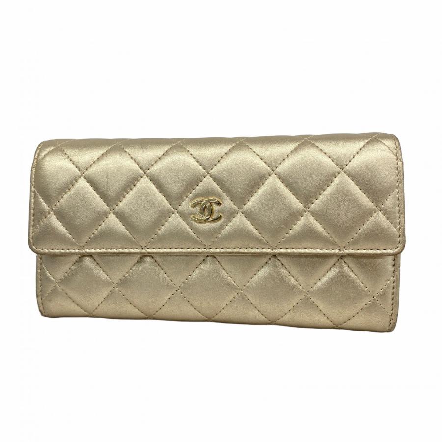 【5pa1358】シャネル 長財布 マトラッセ ラムスキン ゴールド ゴールド金具【中古】レディース CHANEL（シャネル） ☆最終価格☆SALE【5pa1358】シャネル 長財布
