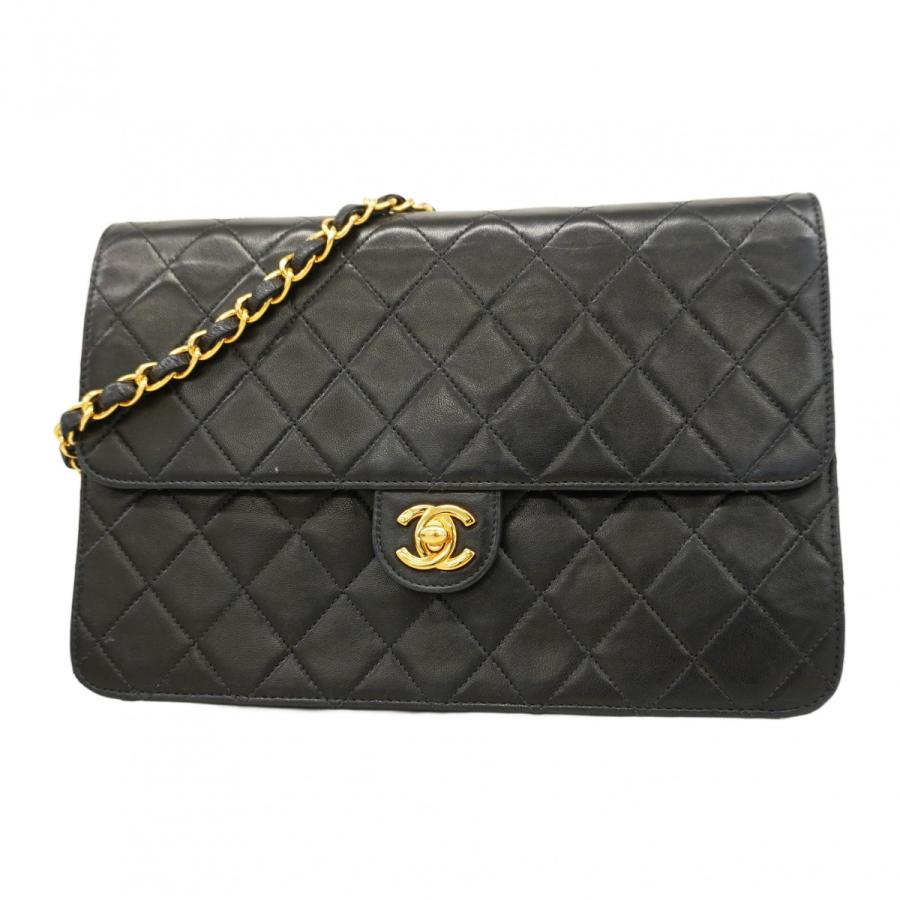 【5pb1891-h】シャネル ショルダーバッグ マトラッセ チェーンショルダー ラムスキン ブラック ゴールド金具【中古】レディース CHANEL（シャネル） ☆最終価格【5pb1891-h】シャネル ショルダー