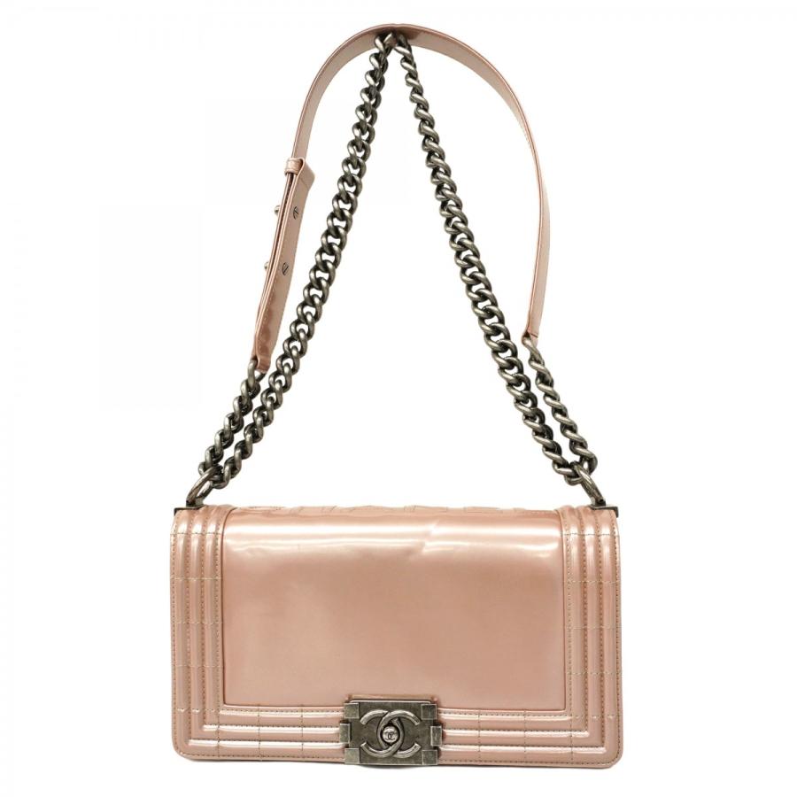 【5pb2465-h】シャネル ショルダーバッグ ボーイシャネル チェーンショルダー パテントレザー ピンク シルバー金具【中古】レディース CHANEL（シャネル） ☆最終価格☆SALE【5pb2465-h】シャネル