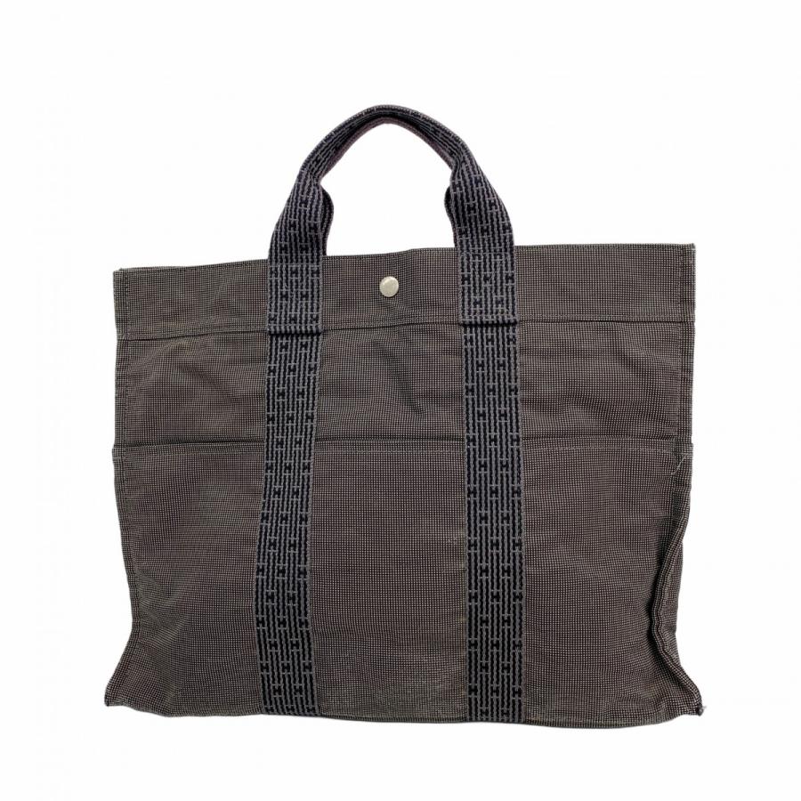【5pb2644】エルメス トートバッグ エールラインMM キャンバス グレー シルバー金具【中古】レディース HERMES（エルメス） 【5pb2644】エルメス トートバッグ エールラインMM