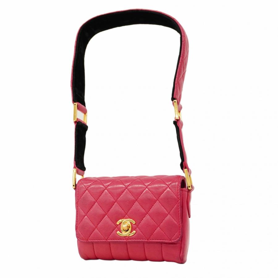 【5pb2932-h】シャネル ショルダーバッグ マトラッセ マドモアゼル ラムスキン ピンク ゴールド金具【中古】レディース CHANEL（シャネル） 【5pb2932-h】シャネル ショルダーバッグ