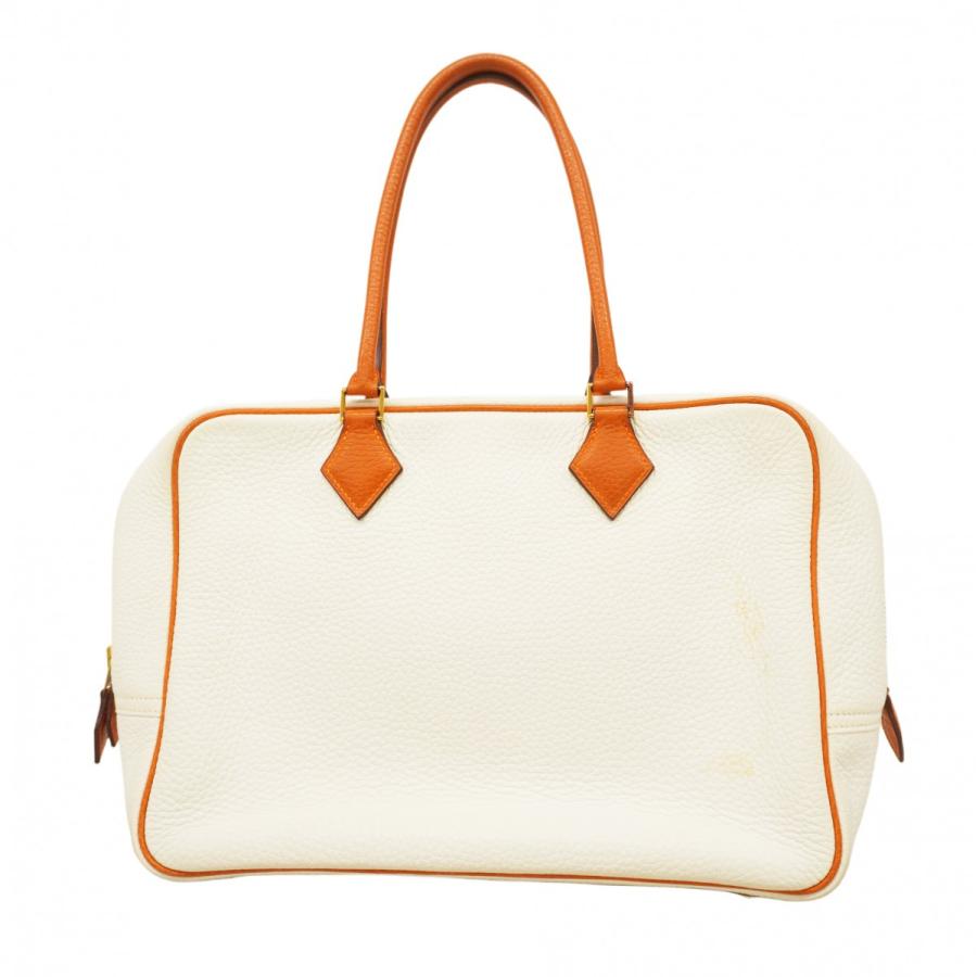 【5pb2946】エルメス ハンドバッグ プリュム32 トリヨンクレマンス ホワイト オレンジ ゴールド金具 □I刻印【中古】レディース HERMES（エルメス） 【5pb2946】エルメス ハンドバッグ プリュム32