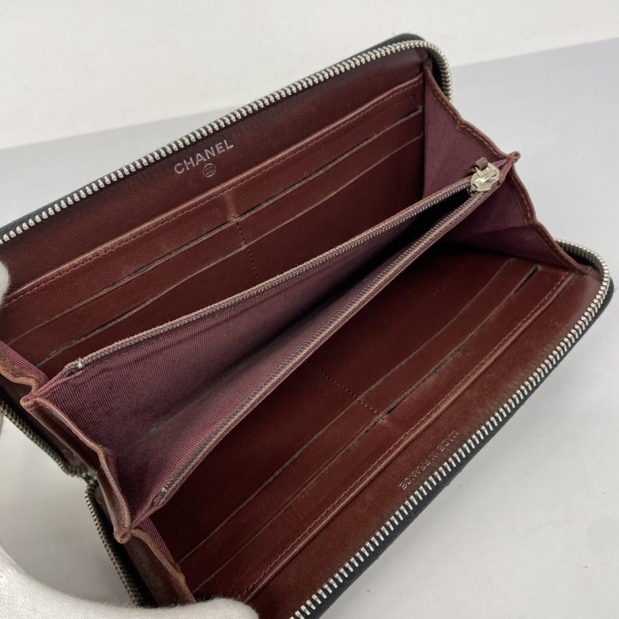 【5pb3018】シャネル 長財布 マトラッセ ラムスキン ブラック シルバー金具【中古】レディース CHANEL（シャネル） ☆最終価格【5pb3018】シャネル 長財布 マトラッセ
