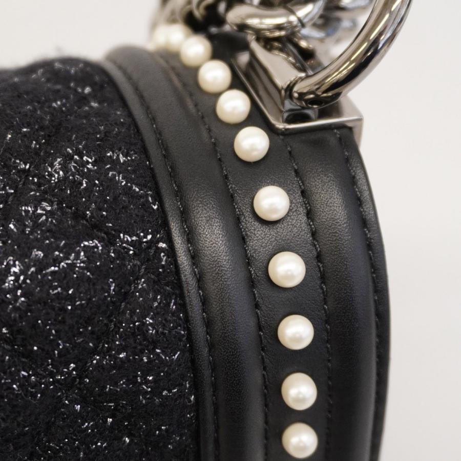 【5pc3099】シャネル ショルダーバッグ ボーイシャネル チェーンショルダー ツイード ブラック シルバー金具【中古】レディース CHANEL（シャネル） ☆SALE【5pc3099】シャネル ショルダーバッグ