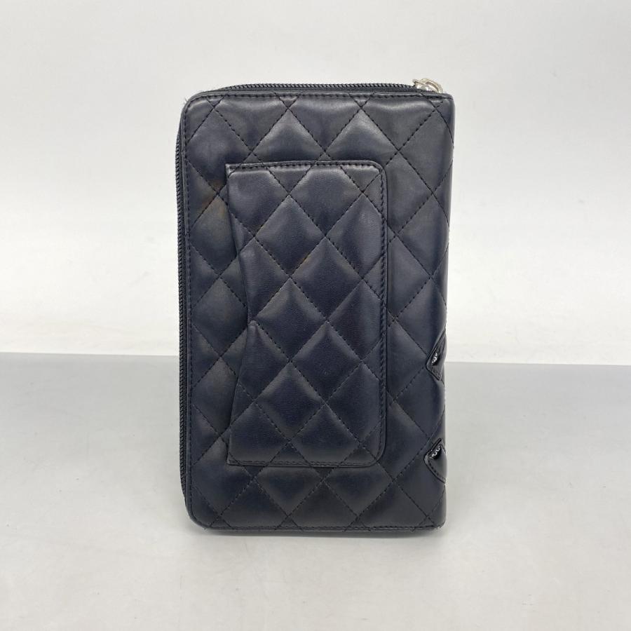 ★最終価格【5oe5313】シャネル 長札入れ カンボン ラムスキン ブラック シルバー金具【中古】レディース CHANEL（シャネル） 【6ab0270】シャネル 長財布 カンボン ラムスキン