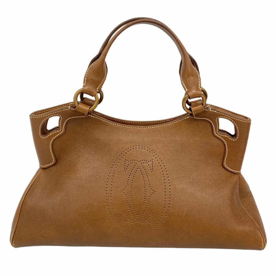 年越しセール★CARTIER レザーハンドバッグ★ギャランティカードあり カルティエ マルチェロ ハンドバッグ レザー ブラック ギャランティ