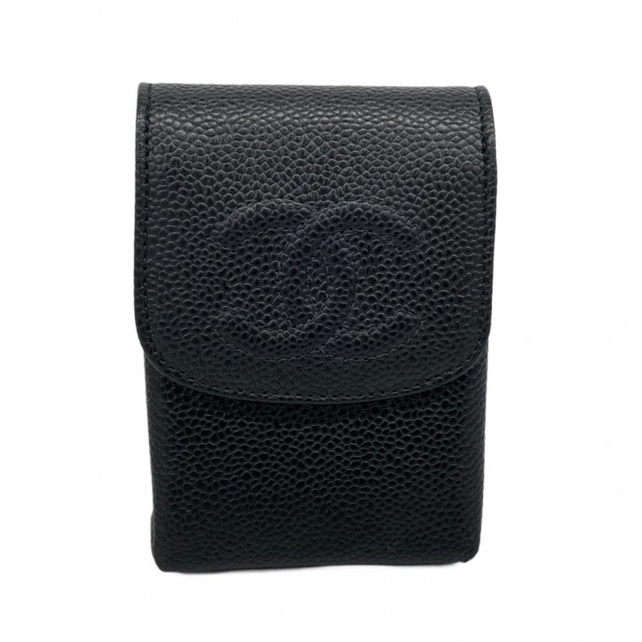 美品 シャネル シガレットケース キャビアスキン ココマーク レザー ブラウン CHANEL シャネル シガレットケース ココマーク キャビアスキン ブラウン