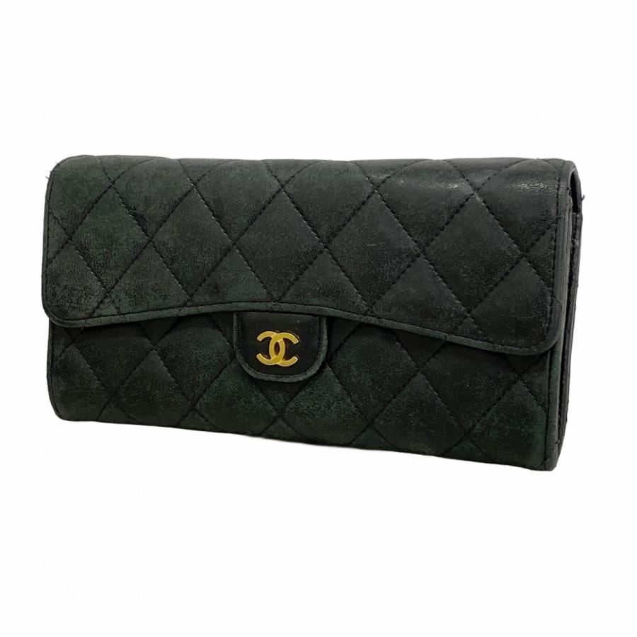 【お値下げ】CHANEL 長財布マトラッセラウンドファスナーラムスキンブラック 送料・代引き手数料無料】 ◇ 【中古】 シャネル ◇ マトラッセ