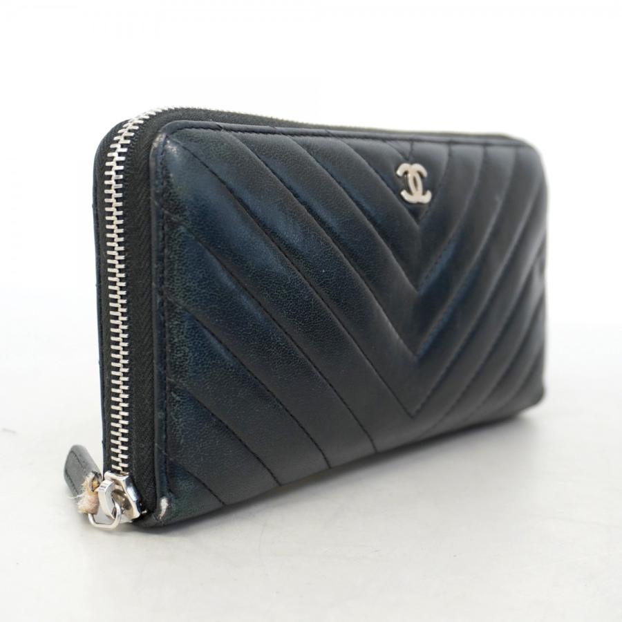 CHANEL シャネル アイコン ラムスキン ブラック シルバー金具長財布 CHANEL（シャネル） 【6ae6299-k】シャネル 長財布 Vステッチ