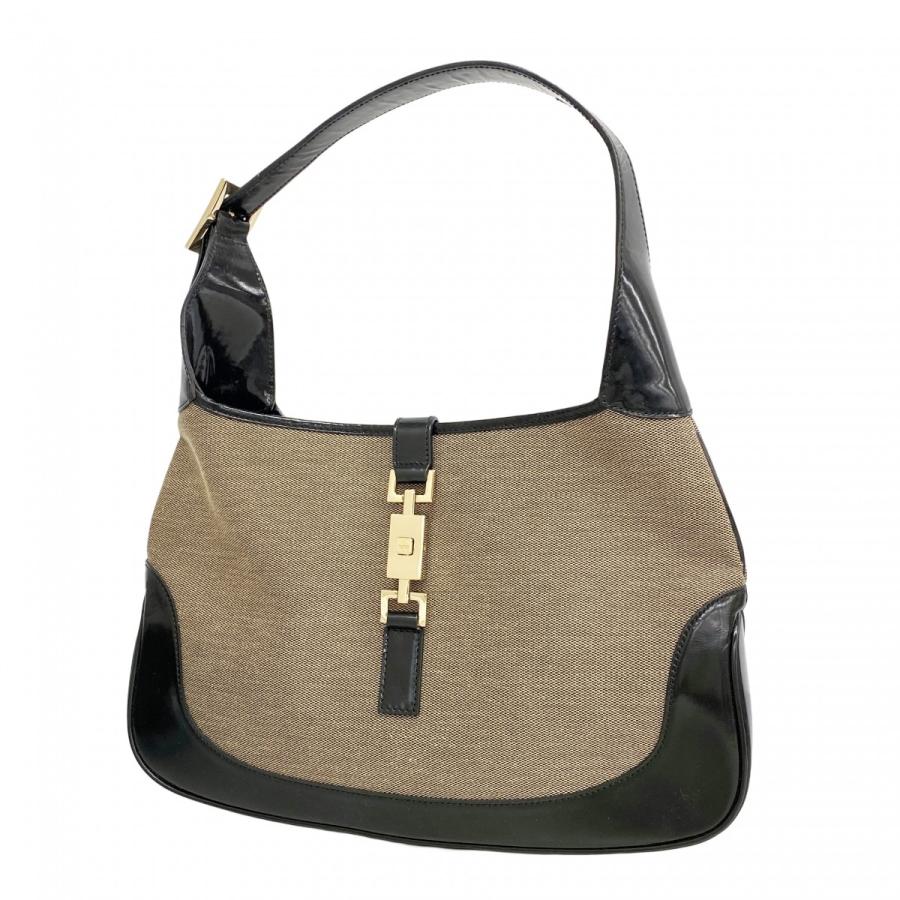 ★最終価格★SALE【6ce6238-k】グッチ ショルダーバッグ ジャッキー 001 3306 キャンバス ブラック シャンパンゴールド金具【中古】レディース GUCCI（グッチ） ☆SALE【6ce6238-k】グッチ ショルダーバッグ