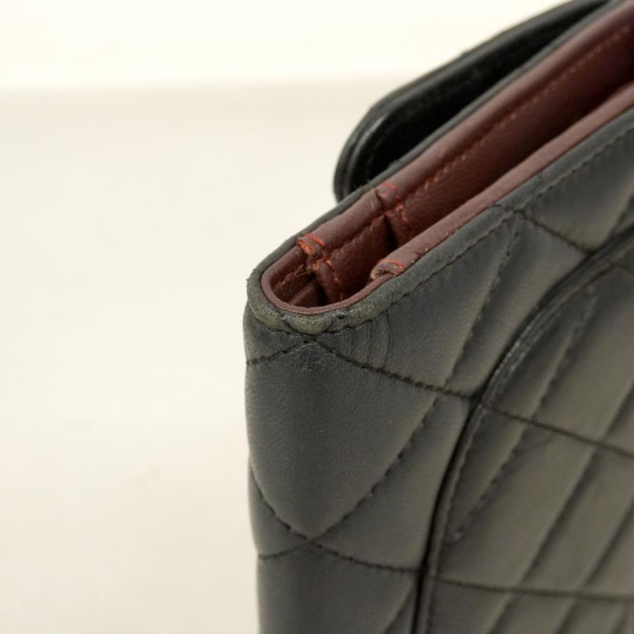 ★最終価格【6db0804-k】シャネル 長財布 マトラッセ ラムスキン ブラック シルバー金具【中古】レディース CHANEL（シャネル） 【6db0804-k】シャネル 長財布 マトラッセ