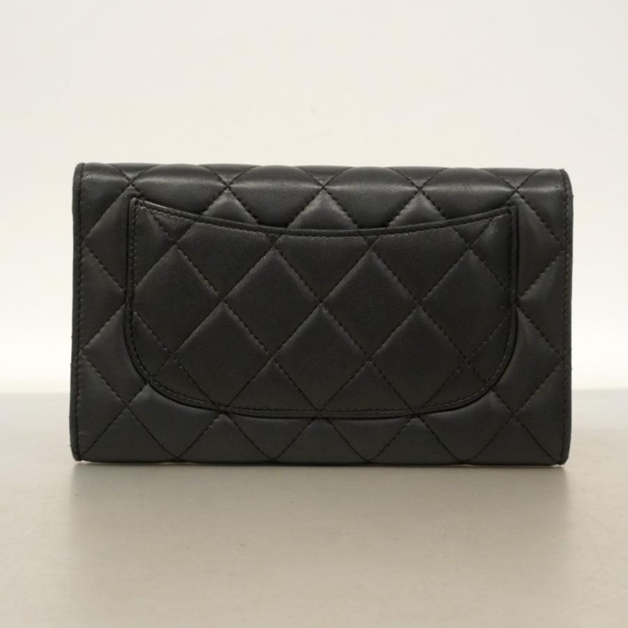 ★最終価格【6db0804-k】シャネル 長財布 マトラッセ ラムスキン ブラック シルバー金具【中古】レディース CHANEL（シャネル） 【6db0804-k】シャネル 長財布 マトラッセ