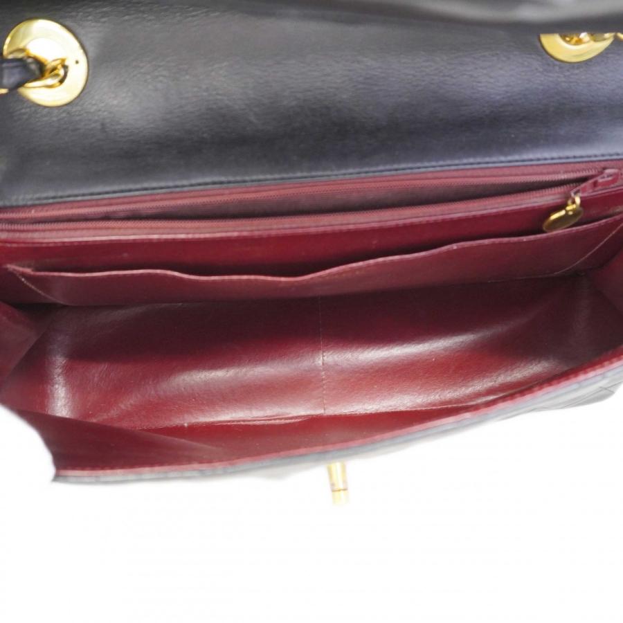 【6db1318-h】シャネル ショルダーバッグ デカマトラッセ Wチェーン ラムスキン ブラック ゴールド金具【中古】レディース CHANEL（シャネル） 【6db1318-h】シャネル ショルダーバッグ デカ