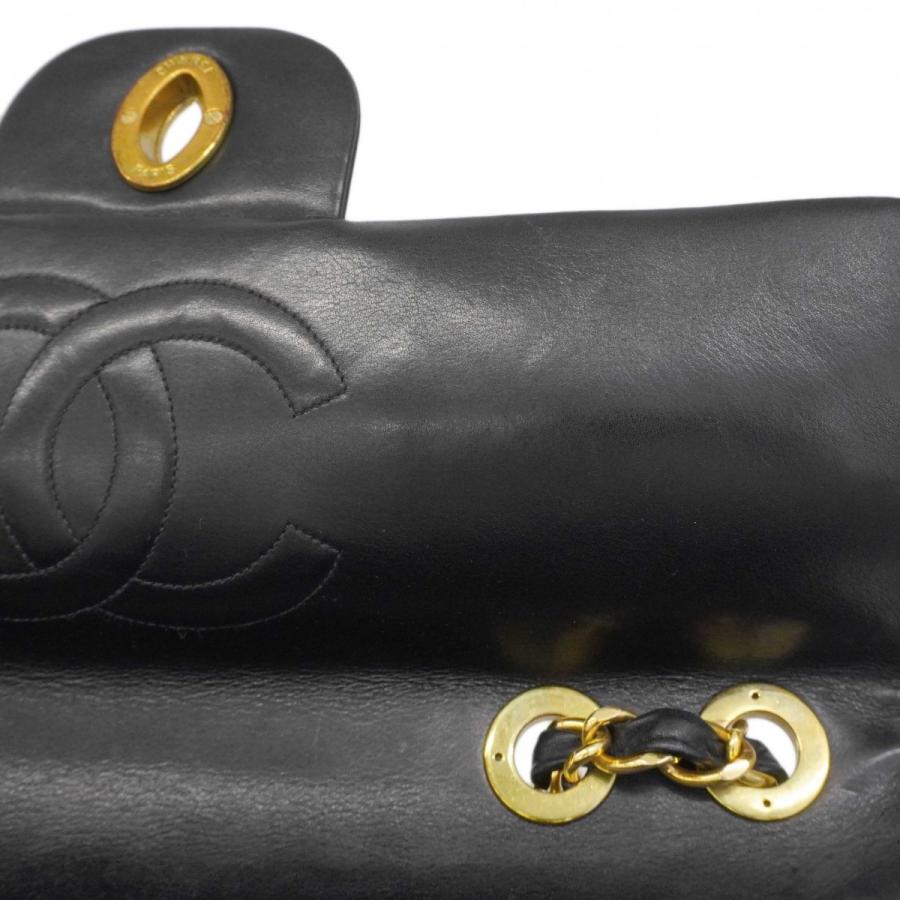 【6db1318-h】シャネル ショルダーバッグ デカマトラッセ Wチェーン ラムスキン ブラック ゴールド金具【中古】レディース CHANEL（シャネル） 【6db1318-h】シャネル ショルダーバッグ デカ