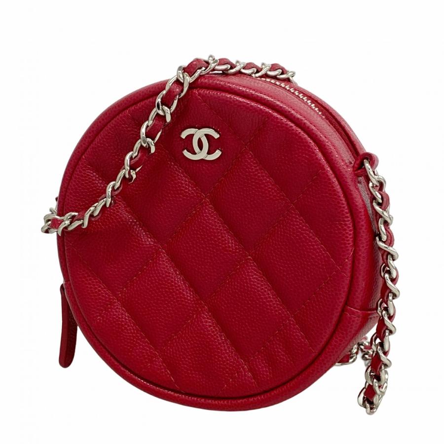 【6db1410】シャネル ショルダーバッグ マトラッセ チェーンショルダー キャビアスキン レッド シルバー金具【中古】レディース CHANEL（シャネル） ☆最終価格【6db1410】シャネル ショルダーバッグ