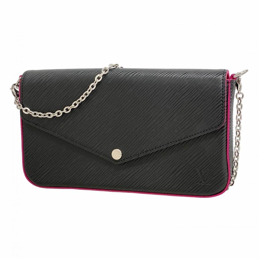 【6db1947-k】ルイヴィトン ショルダーウォレット エピ ポシェットフェリシー M64579 ノワール ホットピンク【中古】レディース LOUIS VUITTON（ルイ・ヴィトン） 【6db1947-k】ルイヴィトン
