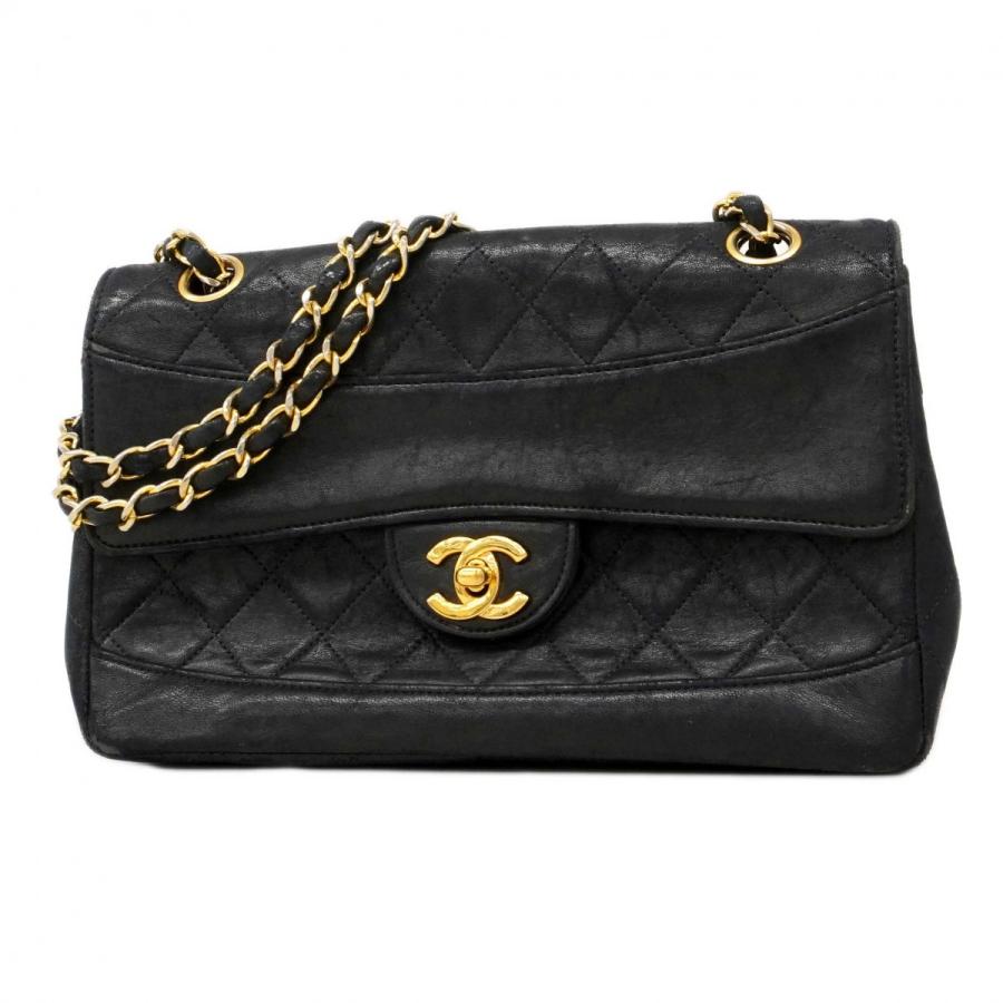 シャネル CHANEL ショルダーバッグ チェーンショルダーバッグ マトラッセ ダブルフラップ ラムスキン ブラック ゴールド レディース 送料無料【中古】 99274a シャネル マトラッセ ダブルフェイス チェーンショルダー ブラック