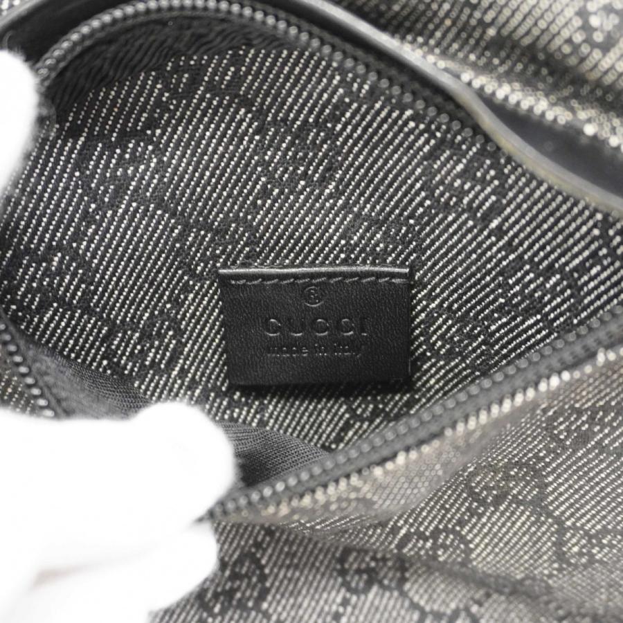 【6db2138-k】グッチ ウエストバッグ 28566 デニム ブラック シルバー金具【中古】レディース_4