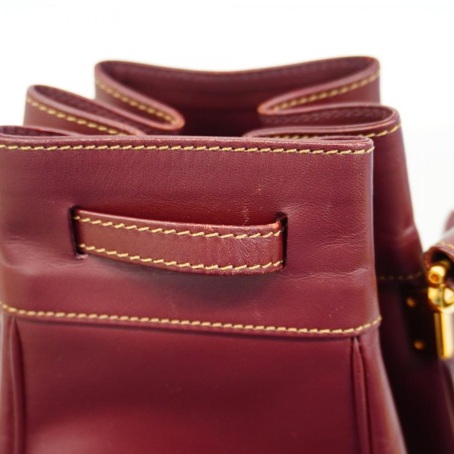 【6db2147】カルティエ ショルダーバッグ マスト レザー ボルドー ゴールド金具【中古】レディース Cartier（カルティエ） 【6db2147】カルティエ ショルダーバッグ