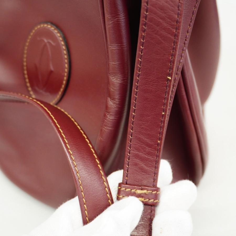 【6db2147】カルティエ ショルダーバッグ マスト レザー ボルドー ゴールド金具【中古】レディース Cartier（カルティエ） 【6db2147】カルティエ ショルダーバッグ