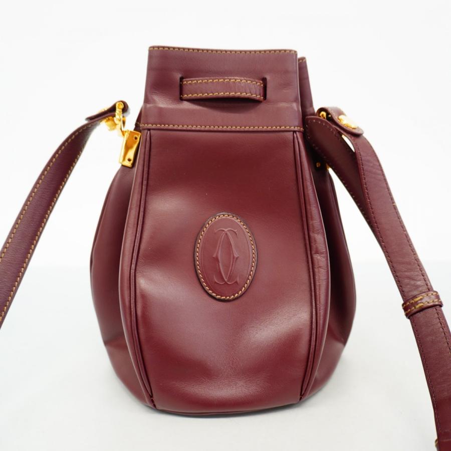 【6db2147】カルティエ ショルダーバッグ マスト レザー ボルドー ゴールド金具【中古】レディース Cartier（カルティエ） 【6db2147】カルティエ ショルダーバッグ