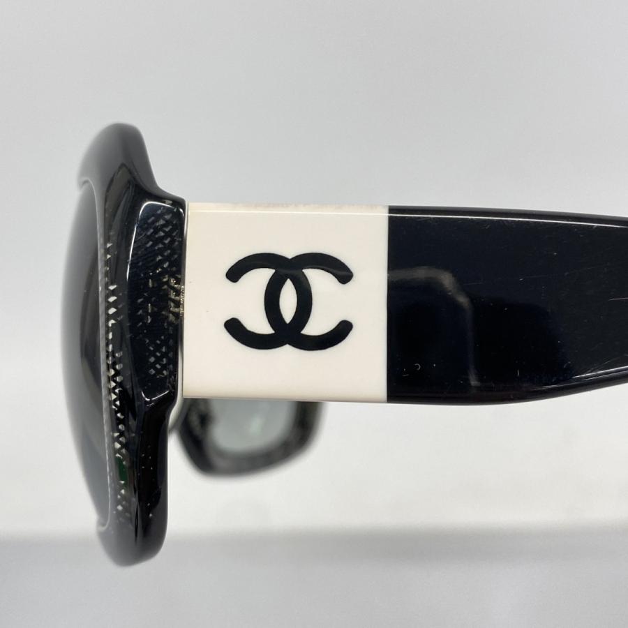 【6dc2401】シャネル サングラス 5146-A プラスチック ブラック ホワイト シルバー金具【中古】レディース CHANEL（シャネル） 【6dc2401】シャネル サングラス 5146-A