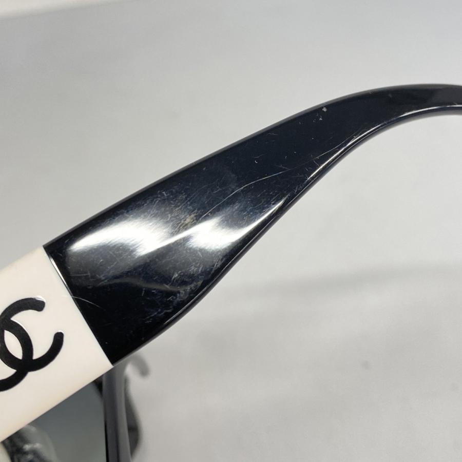 【6dc2401】シャネル サングラス 5146-A プラスチック ブラック ホワイト シルバー金具【中古】レディース CHANEL（シャネル） 【6dc2401】シャネル サングラス 5146-A