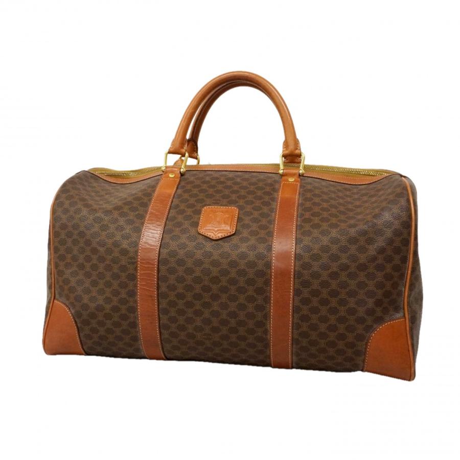 【CELINE】ボストンバッグ　ゴールド金具　マカダム柄　PVC ブラウン CELINE（セリーヌ） 【6dc2546】セリーヌ ボストンバッグ マカダム PVC