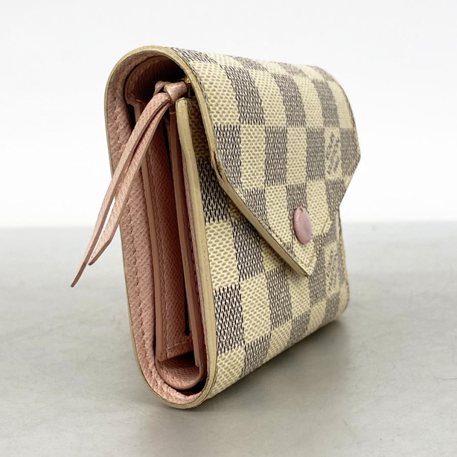 【美品】 ルイヴィトン 財布 ダミエ アズール ヴィクトリーヌ ローズバレリーヌ LOUIS VUITTON（ルイ・ヴィトン） 【6dc2798-h】ルイヴィトン 三つ折り