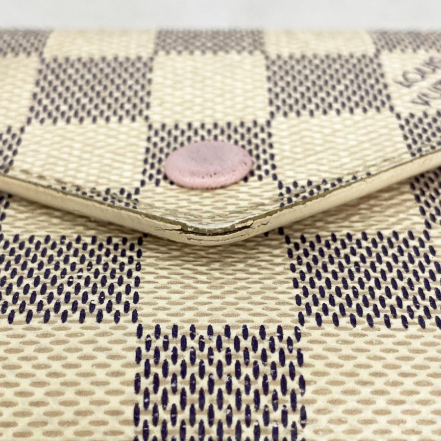 【美品】 ルイヴィトン 財布 ダミエ アズール ヴィクトリーヌ ローズバレリーヌ LOUIS VUITTON（ルイ・ヴィトン） 【6dc2798-h】ルイヴィトン 三つ折り