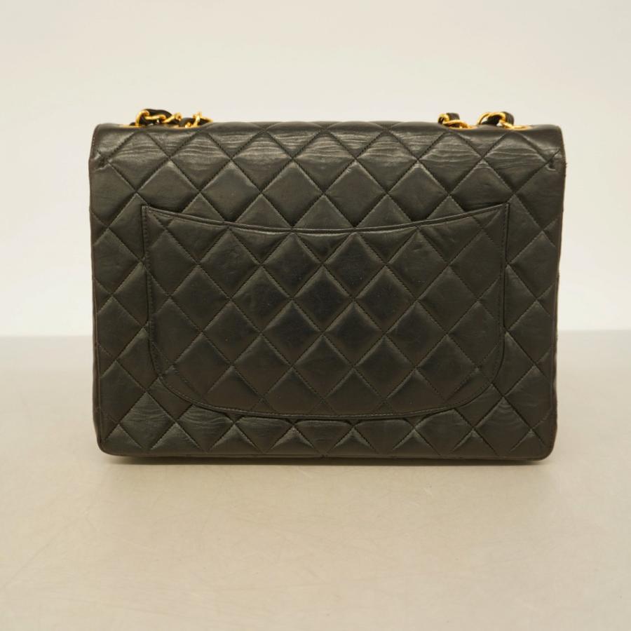 【6dc2841】シャネル ショルダーバッグ デカマトラッセ Wチェーン ラムスキン ブラック ゴールド金具【中古】レディース CHANEL（シャネル） 【6dc2841】シャネル ショルダーバッグ デカ