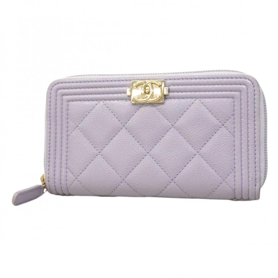 【6dc2953】シャネル 財布 ボーイシャネル キャビアスキン パープル シャンパンゴールド金具【中古】レディース CHANEL（シャネル） ☆最終価格☆SALE 【6dc2953】シャネル 財布