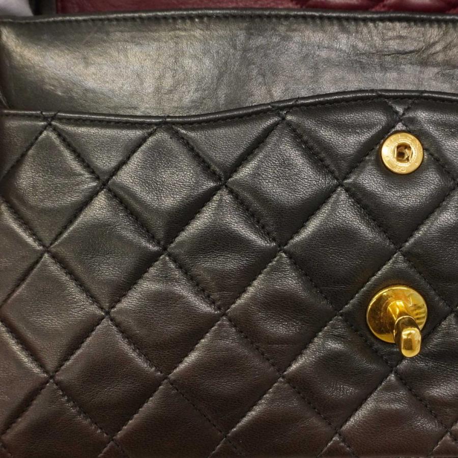 ★SALE【5cb1231】シャネル ショルダーバッグ マトラッセ Wフラップ Wチェーン ラムスキン ブラック ゴールド金具【中古】レディース マトラッセ Wフラップ Wチェーンショルダーバッグ ラムスキン ブラック