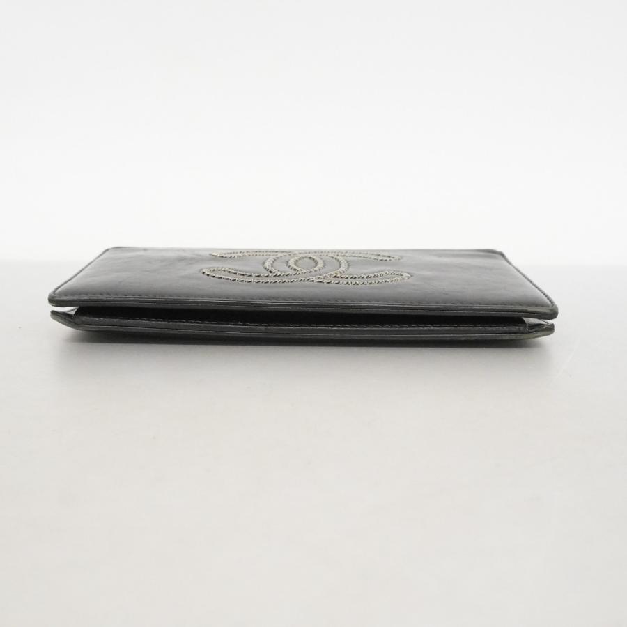 【6dc3586】シャネル 長財布 ラムスキン ブラック シルバー金具【中古】メンズ レディース ユニセックス CHANEL（シャネル） 【6dc3586】シャネル 長財布 ラムスキン ブラック