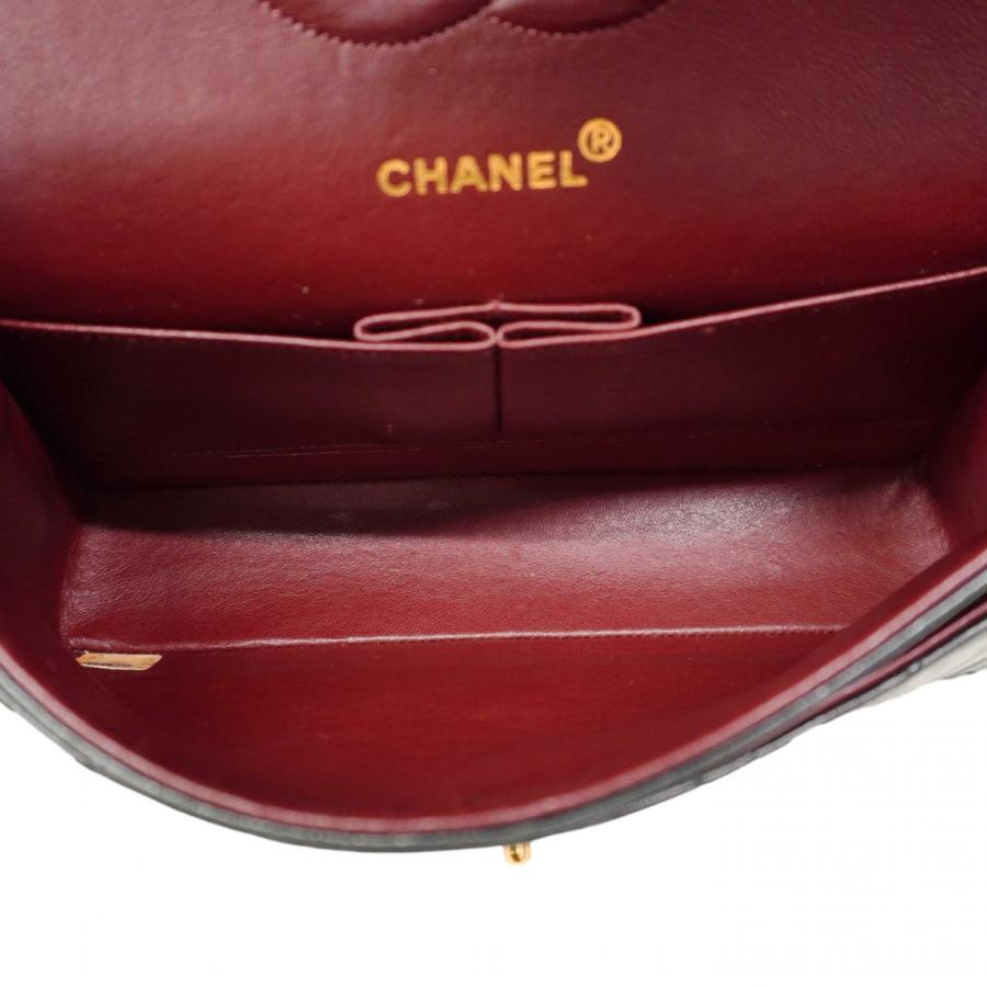 【6dd4570】シャネル ショルダーバッグ マトラッセ Wフラップ Wチェーン ラムスキン ブラック ゴールド金具【中古】レディース CHANEL（シャネル） 【6dd4570】シャネル ショルダーバッグ マトラッセ