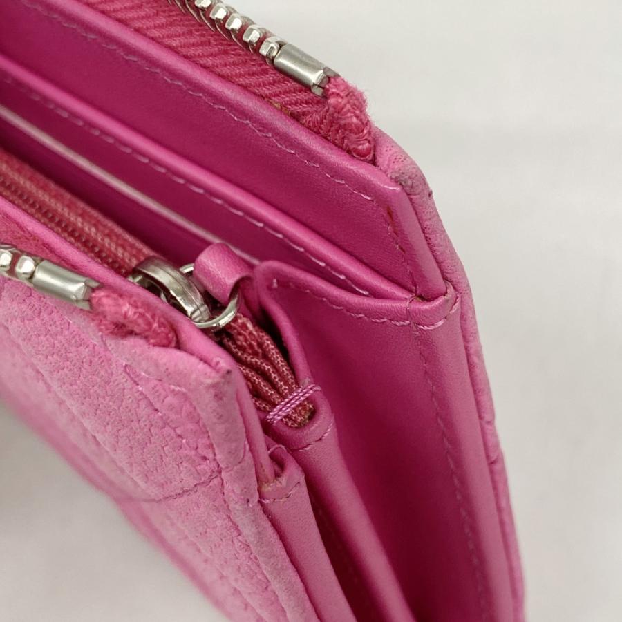 【6dd4641】シャネル 長財布 マトラッセ キャビアスキン ピンク シルバー金具【中古】レディース CHANEL（シャネル） 【6dd4641】シャネル 長財布 マトラッセ キャビア