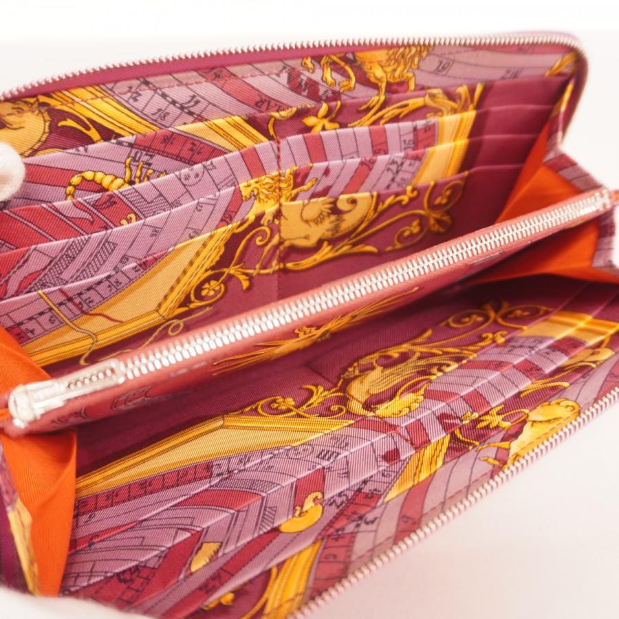 【6dd4646】エルメス 長財布 アザップロングシルクイン ヴォーエプソン ローズディリアン シルバー金具 □P刻印【中古】レディース HERMES（エルメス） 【6dd4646】エルメス 長財布 アザップロングシルク