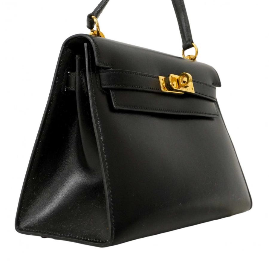 【6dd4688】エルメス ショルダーバッグ ミニケリー20 ボックスカーフ ブラック ゴールド金具【中古】レディース HERMES（エルメス） 【6dd4688】エルメス ショルダーバッグ ミニケリー