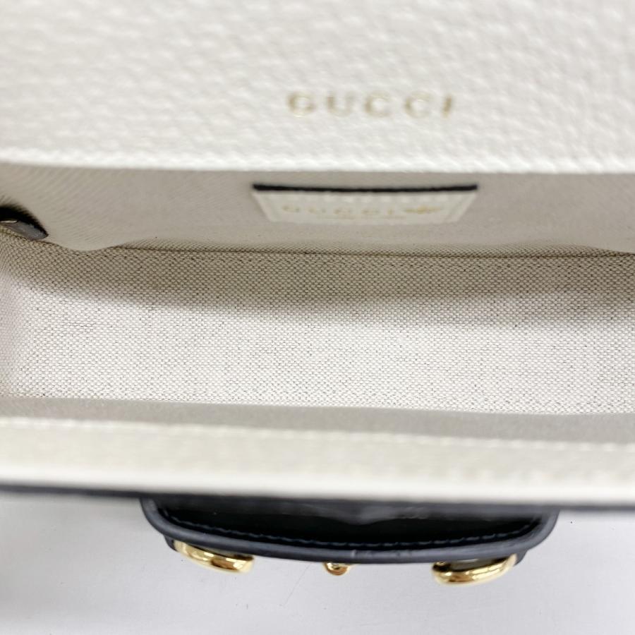 【6dd4790-k】グッチ ショルダーバッグ ホースビット アディダスコラボ 658574 レザー ブラック ホワイト ゴールド金具【中古】レディース