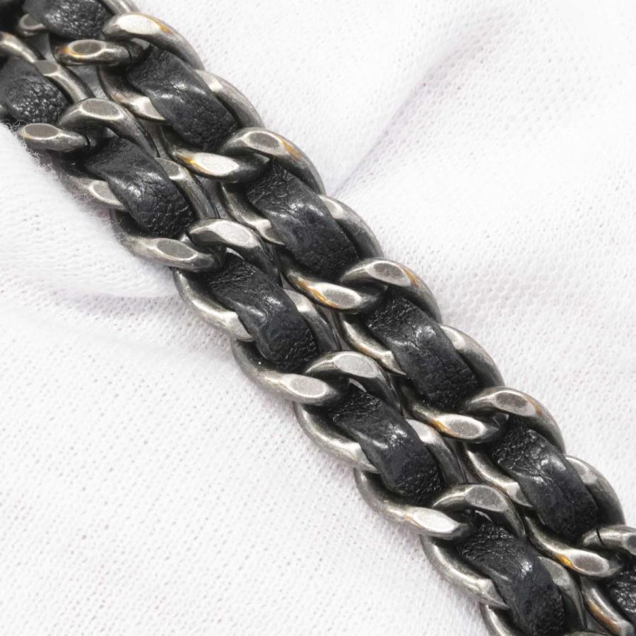 ★SALE 【6dd4856】シャネル ショルダーバッグ マトラッセ Wチェーン ラムスキン ネイビー ブラック シルバー金具【中古】レディース_9