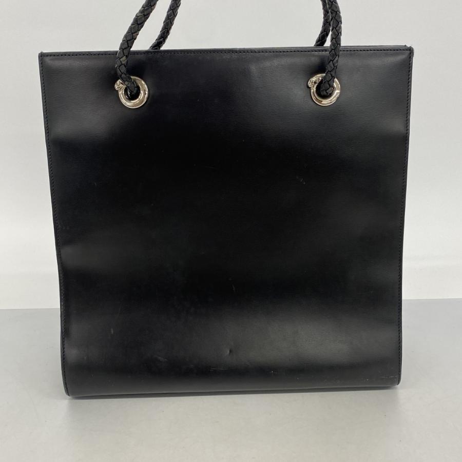 【6dd4944】カルティエ トートバッグ パンテール レザー ブラック シルバー金具【中古】レディース