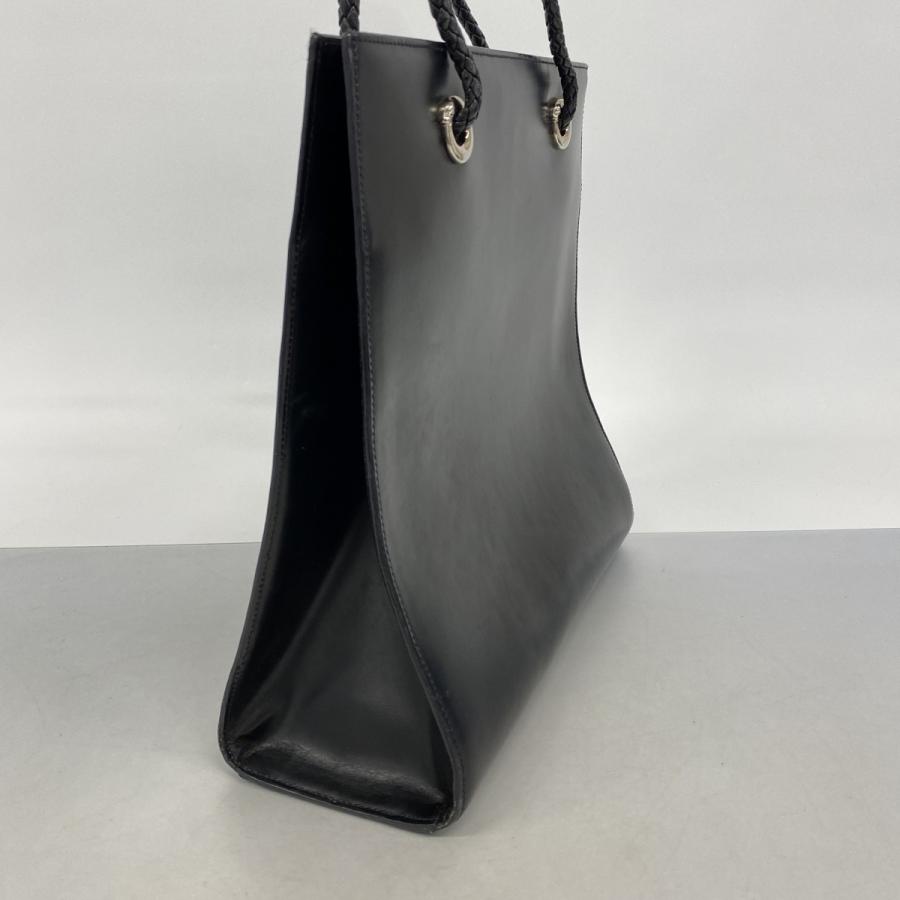【6dd4944】カルティエ トートバッグ パンテール レザー ブラック シルバー金具【中古】レディース