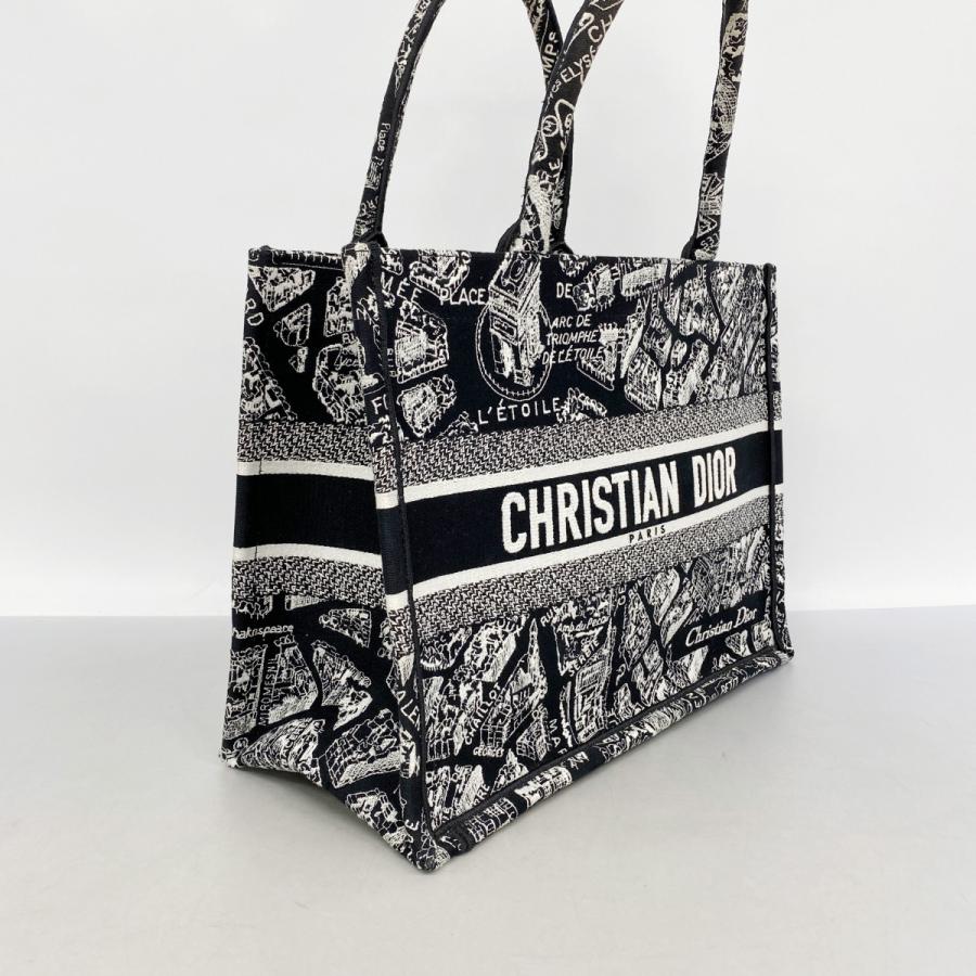 【6de5531-h】クリスチャンディオール トートバッグ ブックトート キャンバス ブラック【中古】レディース