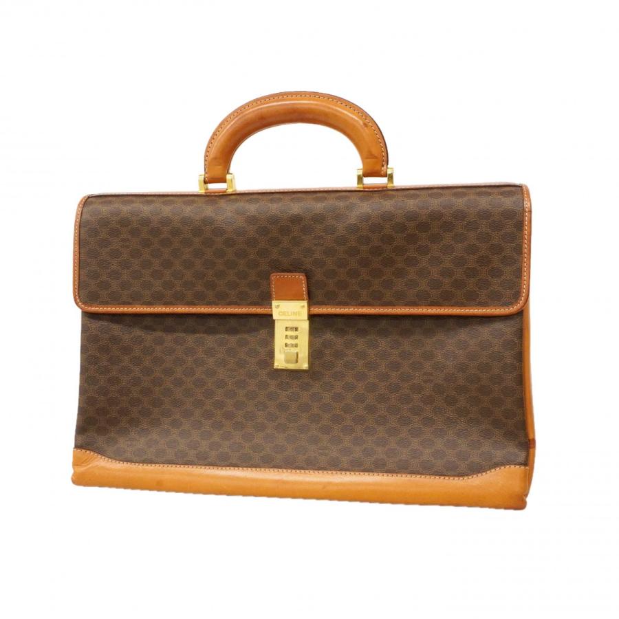 【美品】CELINE マカダム柄 ブリーフケース ビジネスバッグ PVC 茶色 CELINE（セリーヌ） 【6de5790-k】セリーヌ ブリーフケース マカダム