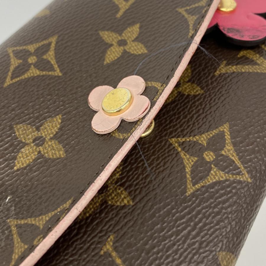 ルイヴィトン☆モノグラムポルトフォイユエミリー フラワーチャーム長財布