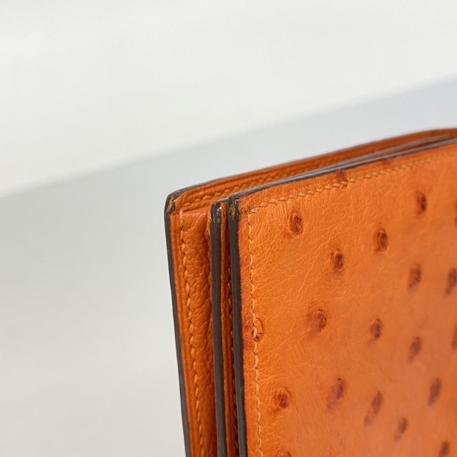 HERMES エルメス ベアンスフレ 長財布 オーストリッチ オレンジ 【公式