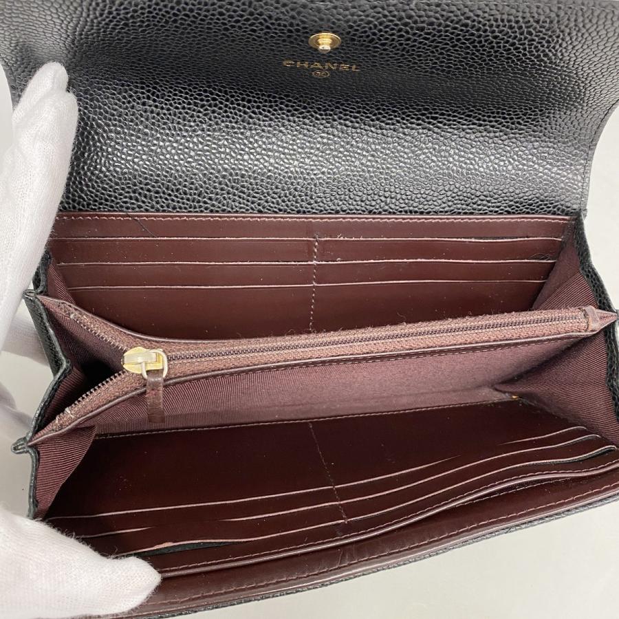 【6dc3359-k】シャネル 財布 マトラッセ キャビアスキン ブラック ゴールド金具【中古】レディース CHANEL - 【6dc3359-k】シャネル 財布 マトラッセ キャビアスキン