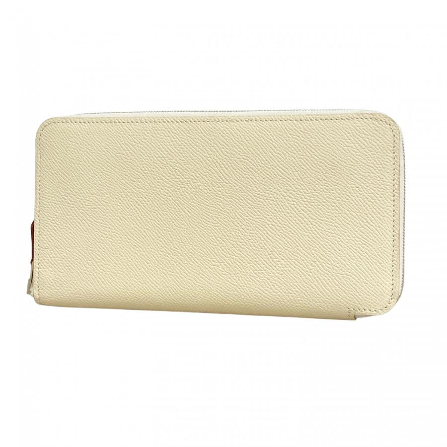 【6db2161】エルメス 長財布 アザップロングシルクイン ヴォーエプソン ライム シルバー金具 □Q刻印【中古】レディース HERMES - 【6db2161】エルメス 長財布 アザップロングシルクイン